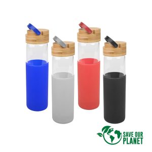 Botella de Vidrio con funda de silicona 600cc