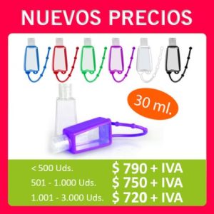 Envase con Alcohol gel Transportable Hanger